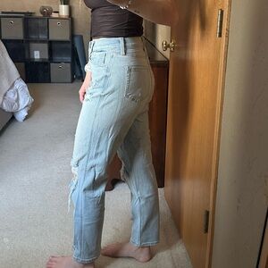 High Rise Light Blue Distressed Boyfriend Women Jeans